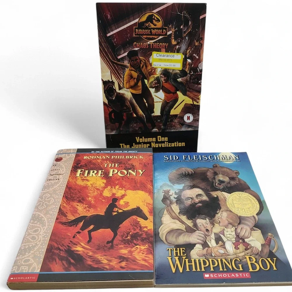 Bundle of Books Kids Adventure Lot Jurassic World Fire Pony Whipping Boy Reading